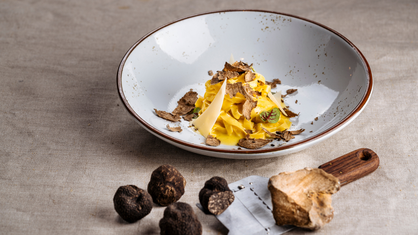 Piedmontese tajarin with truffle, Piedmont, North Italy Piedmontese tajarin with truffle, Piedmont, North Italy